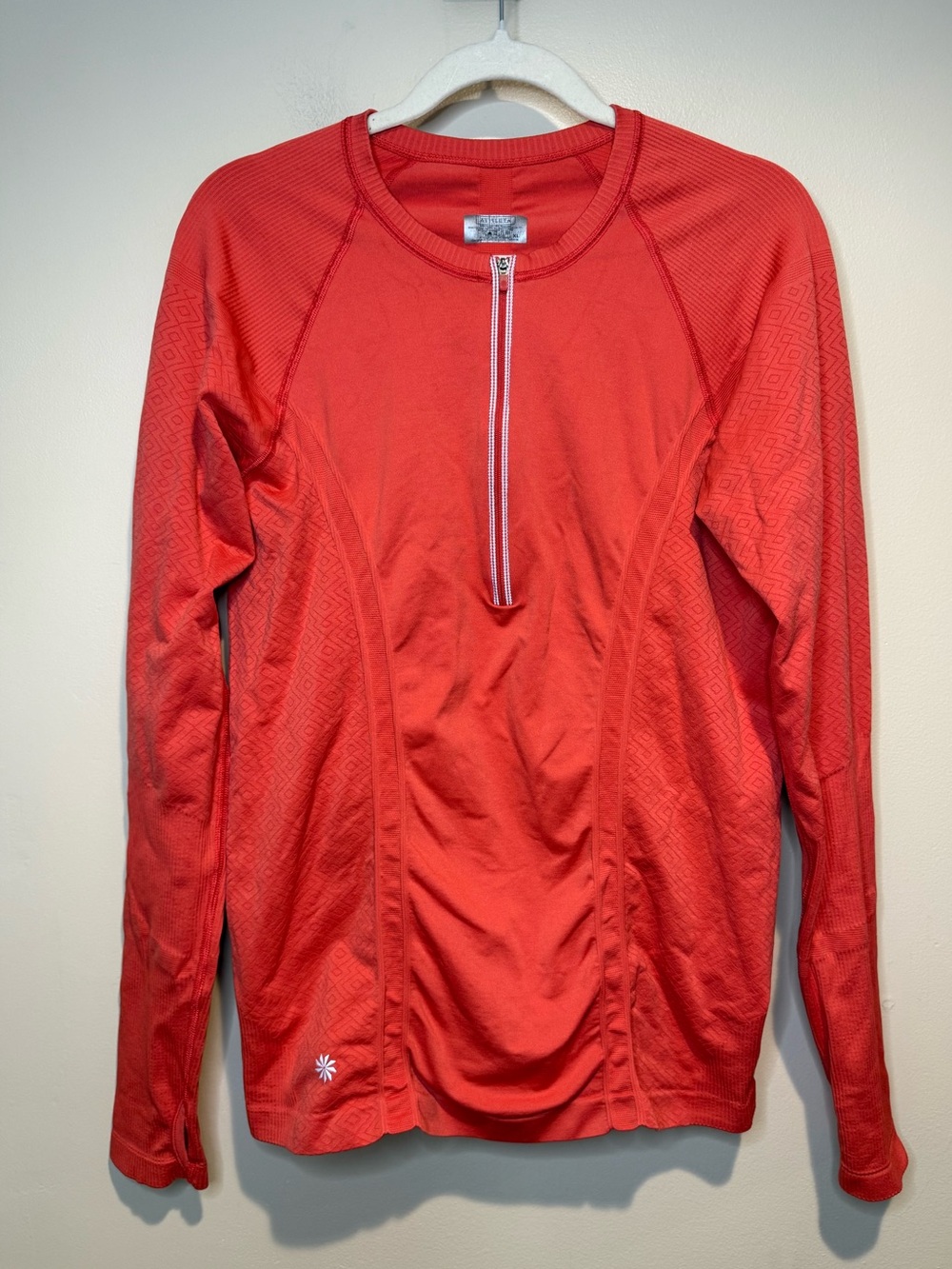 Athleta Women's 1/2 Zip Tracker Running Top Size XL Coral red